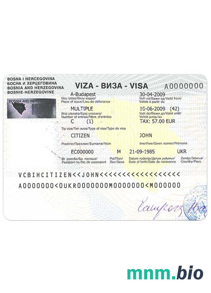 Bośnia i Hercegowina travel visa pełni edytowalne PSD